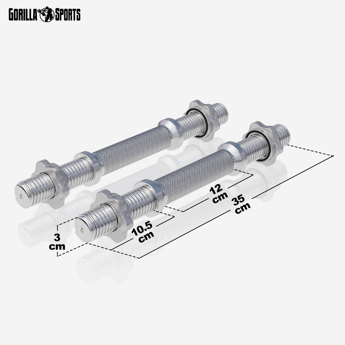 GORILLA SPORTS® Kurzhantelstangen 2er Set, 35 cm, 30 mm, 4 Sternverschlüsse