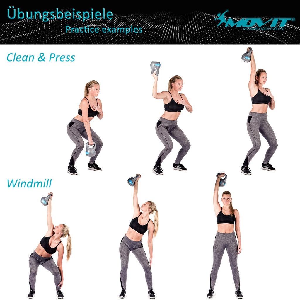 MOVIT® Kettlebell 1–20 kg, Kugelhantel mit bodenschonender Kunststoffhülle