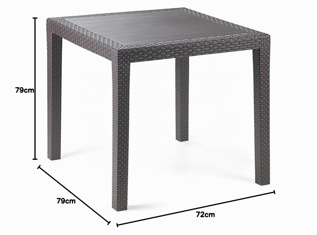 Mojawo Bistrotisch Kunststoff 79x79cm King Anthrazit eckig Balkontisch Gartentisch Terrassentisch Wetterfest