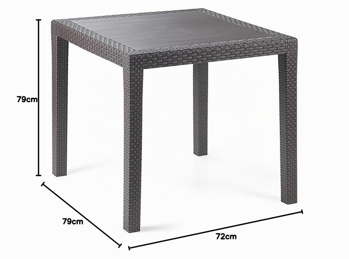 Mojawo Bistrotisch Kunststoff 79x79cm King Anthrazit eckig Balkontisch Gartentisch Terrassentisch Wetterfest