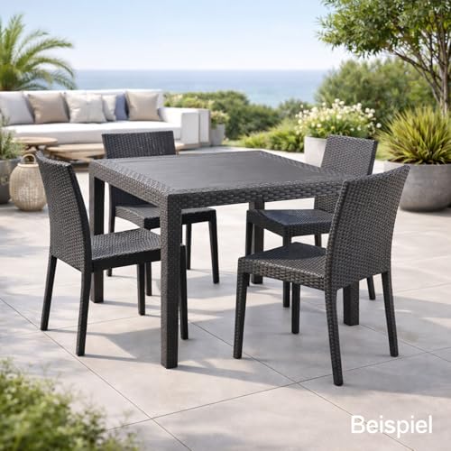 Mojawo Bistrotisch Kunststoff 79x79cm King Anthrazit eckig Balkontisch Gartentisch Terrassentisch Wetterfest