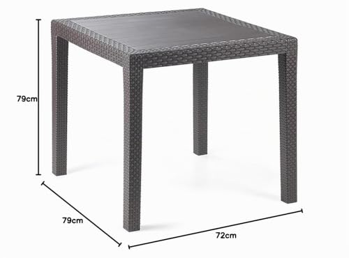 Mojawo Bistrotisch Kunststoff 79x79cm King Anthrazit eckig Balkontisch Gartentisch Terrassentisch Wetterfest