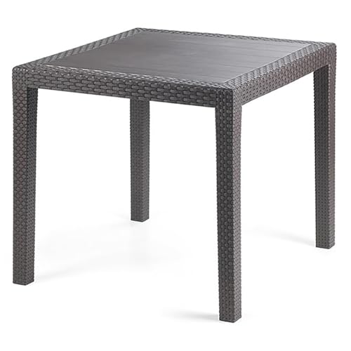 Mojawo Bistrotisch Kunststoff 79x79cm King Anthrazit eckig Balkontisch Gartentisch Terrassentisch Wetterfest