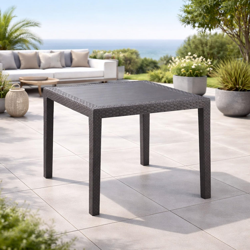 Mojawo Bistrotisch Kunststoff 79x79cm King Anthrazit eckig Balkontisch Gartentisch Terrassentisch Wetterfest