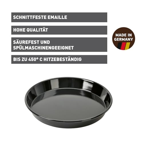 Original Kaiser Inspiration Pizzablech-Backblech rund 28 cm, Blech antihaftbeschichtet, schnittfester Emaille-Boden, spülmaschinengeeignet, formstabil, Schwarz