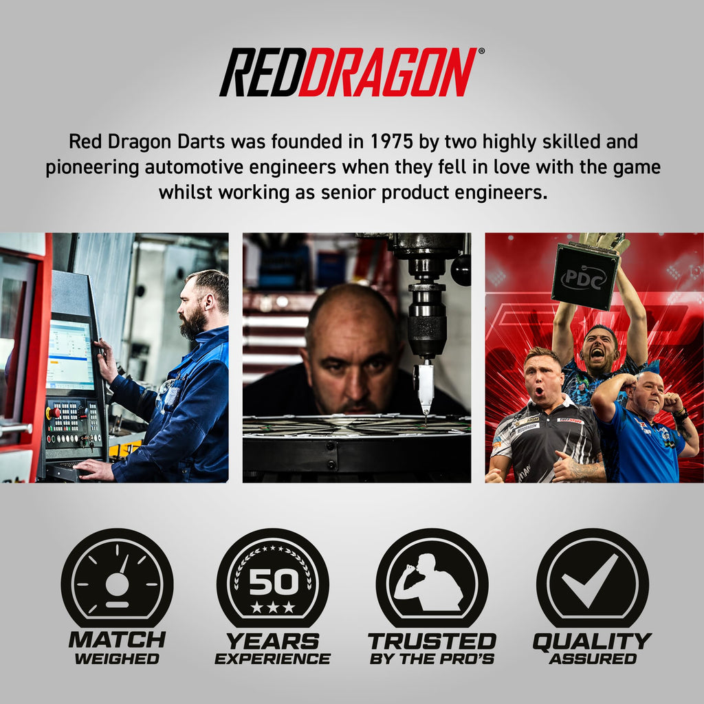 RED DRAGON Darts – Axis Series – 85% Wolfram - Profi Satz Dartpfeile Metallspitze mit Dart Flüge und Schäften - Erhältlich in Rot, Grün & Blau - Steeldarts 24g, 26g & 28g