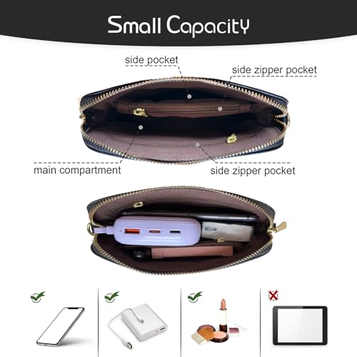 ZMDB Handtasche Damen Klein Umhängetasche Damen PU Leder Handytasche mit Handgelenkband & Verstellbar Abnehmbar Schultergurt, Schultertasche Damen Tasche Reißverschluss Crossbody Bag, Schwarz