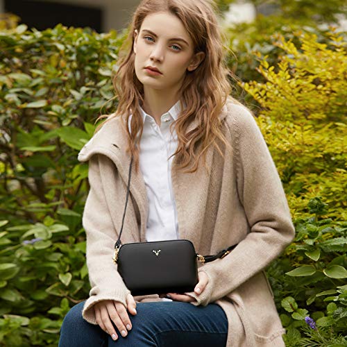 ZMDB Handtasche Damen Klein Umhängetasche Damen PU Leder Handytasche mit Handgelenkband & Verstellbar Abnehmbar Schultergurt, Schultertasche Damen Tasche Reißverschluss Crossbody Bag, Schwarz