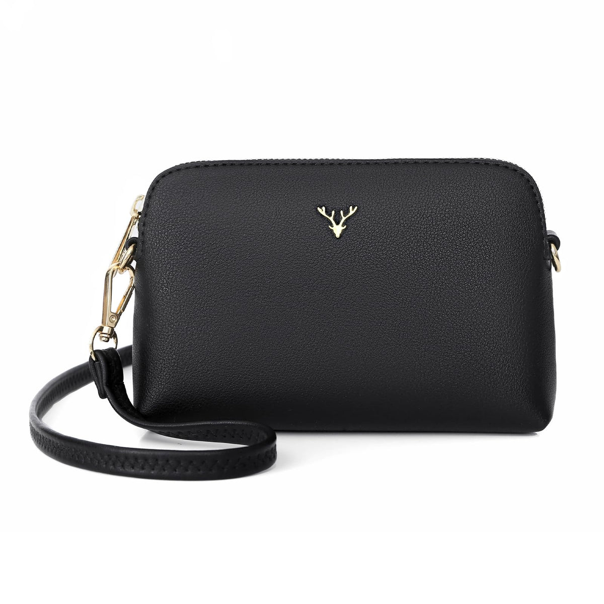 ZMDB Handtasche Damen Klein Umhängetasche Damen PU Leder Handytasche mit Handgelenkband & Verstellbar Abnehmbar Schultergurt, Schultertasche Damen Tasche Reißverschluss Crossbody Bag, Schwarz