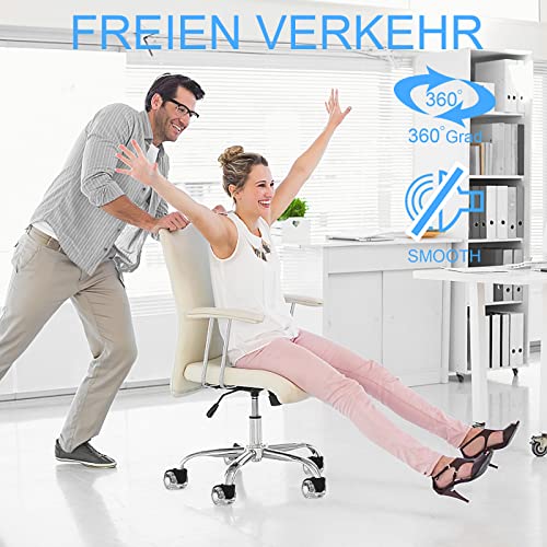 Bürostuhl Rollen 11 mm x 22 mm 5er Set Grau Gummi Rollen für Bürostühle Schreibtischstuh mit Doppelrädern Stuhlrollen für Parkett Geeignet Harte Böden Leises & Sanftes Gleiten