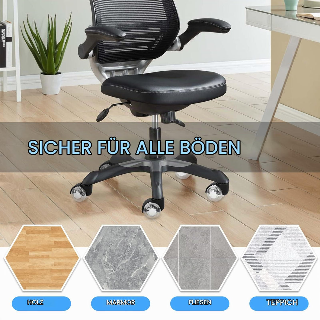 Bürostuhl Rollen 11 mm x 22 mm 5er Set Grau Gummi Rollen für Bürostühle Schreibtischstuh mit Doppelrädern Stuhlrollen für Parkett Geeignet Harte Böden Leises & Sanftes Gleiten