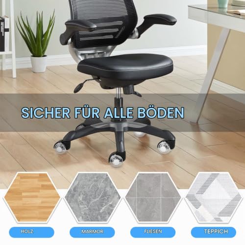 Bürostuhl Rollen 11 mm x 22 mm 5er Set Grau Gummi Rollen für Bürostühle Schreibtischstuh mit Doppelrädern Stuhlrollen für Parkett Geeignet Harte Böden Leises & Sanftes Gleiten