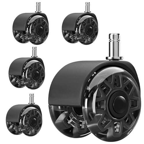 Bürostuhl Rollen 11 mm x 22 mm 5er Set Grau Gummi Rollen für Bürostühle Schreibtischstuh mit Doppelrädern Stuhlrollen für Parkett Geeignet Harte Böden Leises & Sanftes Gleiten