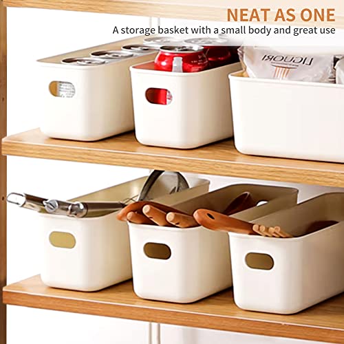 LYLIDIA 6 Stück Aufbewahrungsbox Klein Schmal 30cm, Kunststoffbox Organizer Box Aufbewahrung, Aufbewahrungskorb Kisten Schrank Schubladen Ordnungsboxen Basket körbchen für Bad, Küche Regal (Weiß)