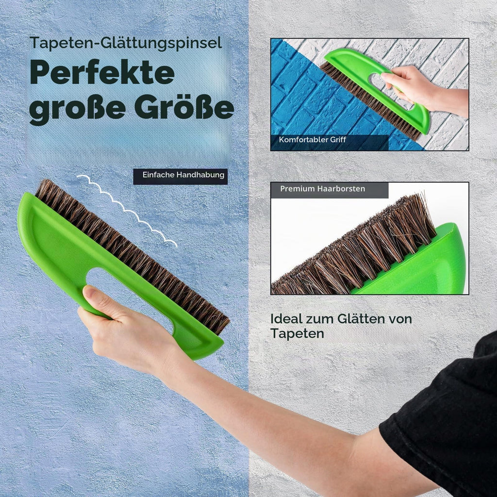 FOSHIO Tapete Glätten Werkzeug Tapete installieren Tapezierwerkzeug mit Bürsten,Rollen,Stachelwalzen (schwarz)