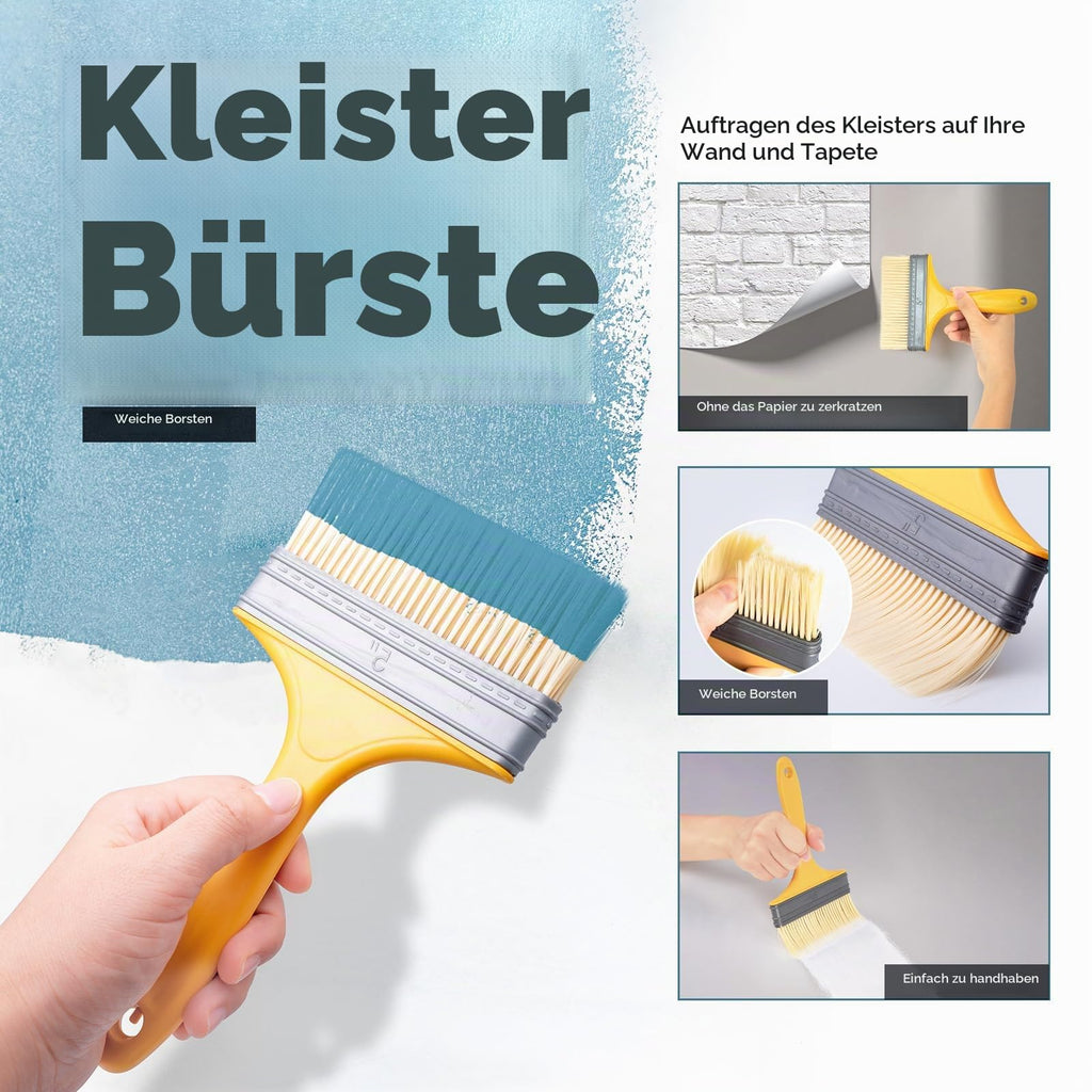 FOSHIO Tapete Glätten Werkzeug Tapete installieren Tapezierwerkzeug mit Bürsten,Rollen,Stachelwalzen (schwarz)