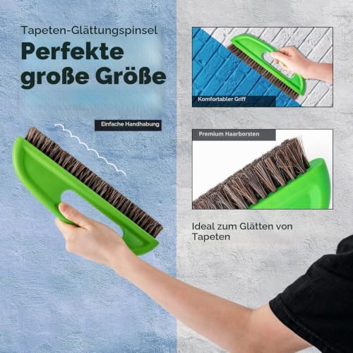 FOSHIO Tapete Glätten Werkzeug Tapete installieren Tapezierwerkzeug mit Bürsten,Rollen,Stachelwalzen (schwarz)