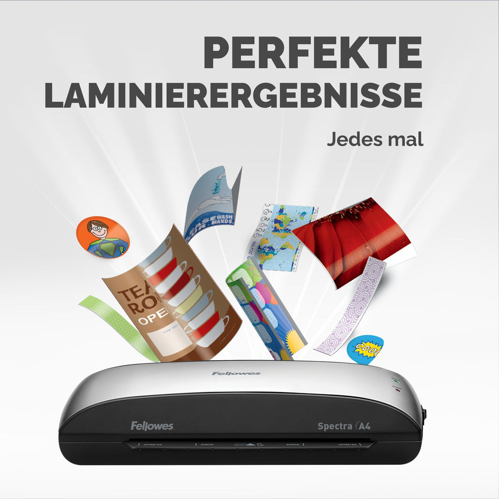 Fellowes A4 Laminiergerät, Spectra A4 für Einsteiger, für 80-125 Mikron Laminierfolien, bis A4 Format, für Zuhause/Home Office, inkl 10 gratis