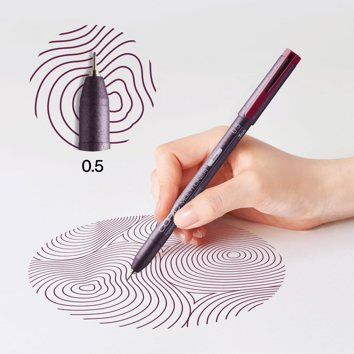 Copic Multiliner 0,5 mm, Wine, Fineliner mit einer feinen Spitze und wasserbeständiger Pigmenttinte