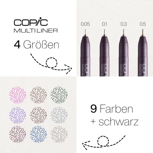 Copic Multiliner 0,5 mm, Wine, Fineliner mit einer feinen Spitze und wasserbeständiger Pigmenttinte
