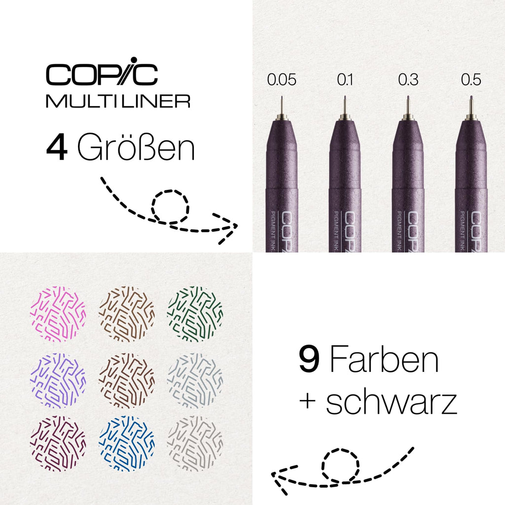 Copic Multiliner 0,5 mm, Wine, Fineliner mit einer feinen Spitze und wasserbeständiger Pigmenttinte
