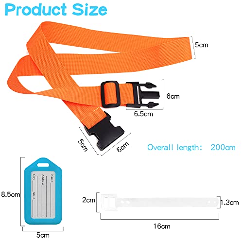Koffergurt 4 Stück, Kofferband Auffällig mit 2 Etiketten, Verstellbare Kofferband Gurt, Sicheres Gürtel-Zubehör-Set für Reisetasche, Mehrfarbige Luggage Strap, 180 cm Länge