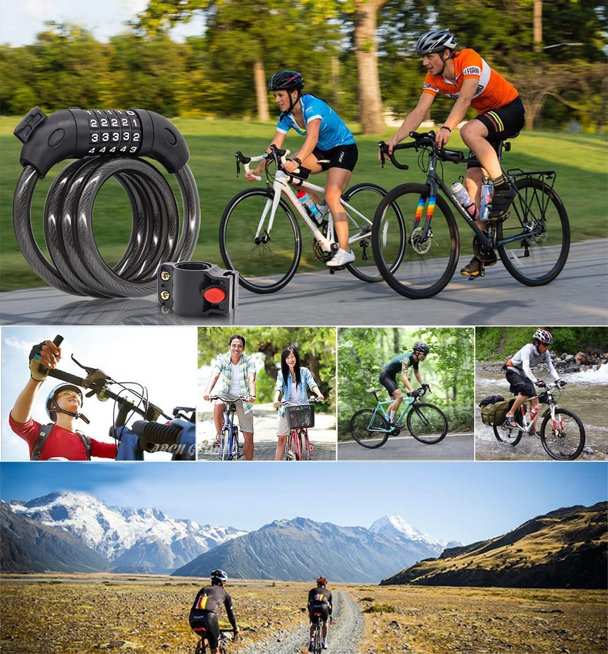 REHKITTZ Fahrradschloss 120cm/12mm Kabelschloss Sicherheitsstufe Sehr Hoch Mit 5-Stellig Zahlencode Zahlenschloss Fahrradhalterung Fahrradschloß zahlen für Fahrrad Tricycle Scooter BIKE LOCK