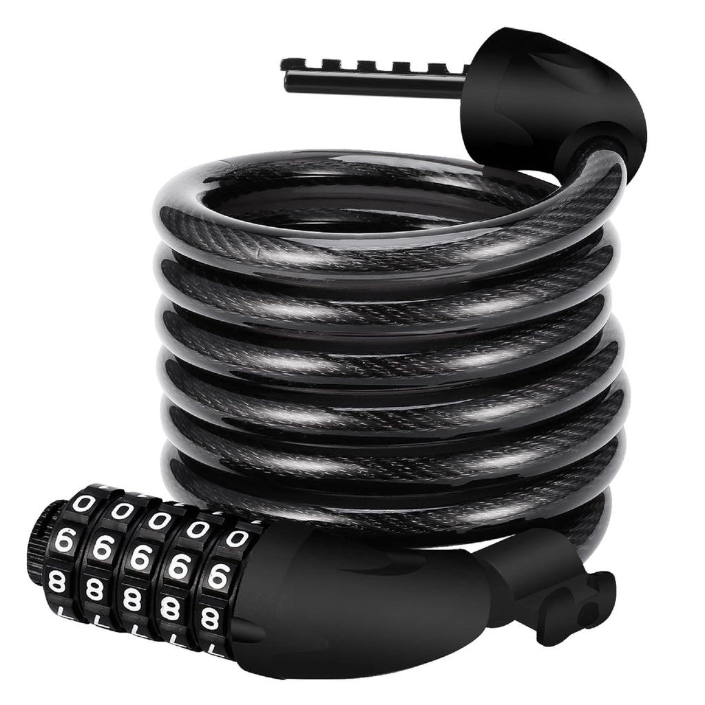 REHKITTZ Fahrradschloss 120cm/12mm Kabelschloss Sicherheitsstufe Sehr Hoch Mit 5-Stellig Zahlencode Zahlenschloss Fahrradhalterung Fahrradschloß zahlen für Fahrrad Tricycle Scooter BIKE LOCK