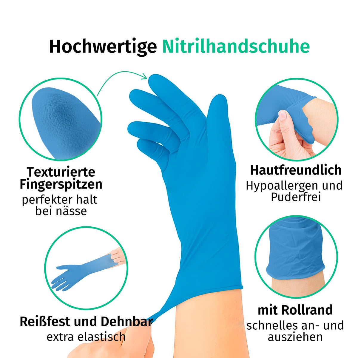 SF Nitrilhandschuhe XXL Blau – 100 Stück Einweghandschuhe, latexfrei