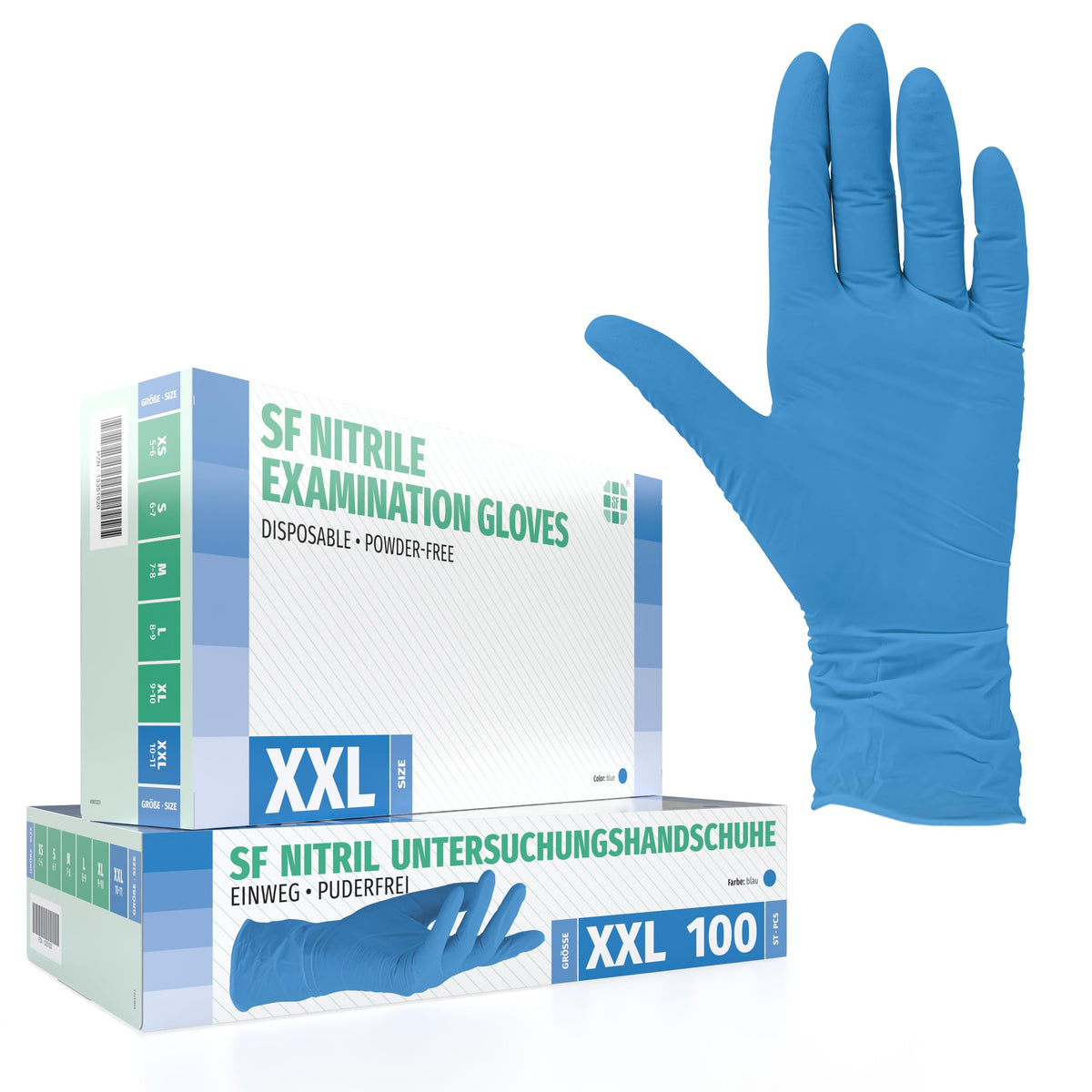 SF Nitrilhandschuhe XXL Blau – 100 Stück Einweghandschuhe, latexfrei
