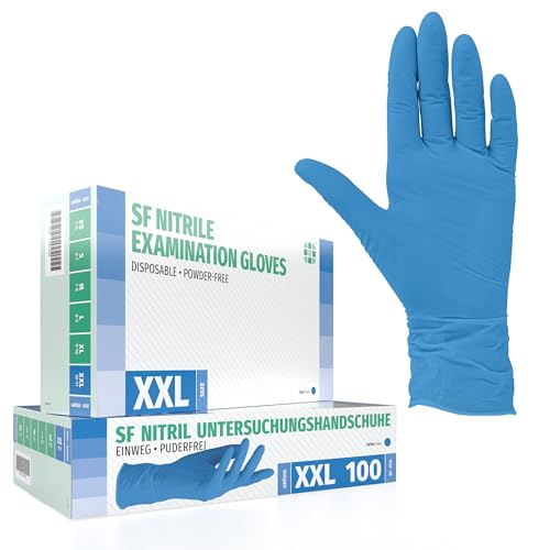 SF Nitrilhandschuhe XXL Blau – 100 Stück Einweghandschuhe, latexfrei