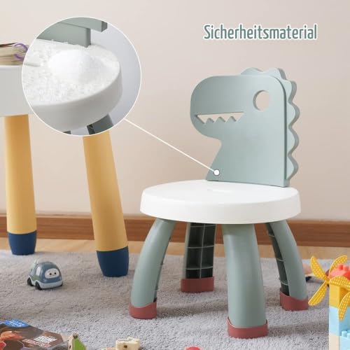 Balama Kinderstuhl aus Kunststoff, Dinosaurier, Grün, 25,3cm Sitzhöhe, für Drinnen und Draußen, BPA frei, Langlebig und Leicht