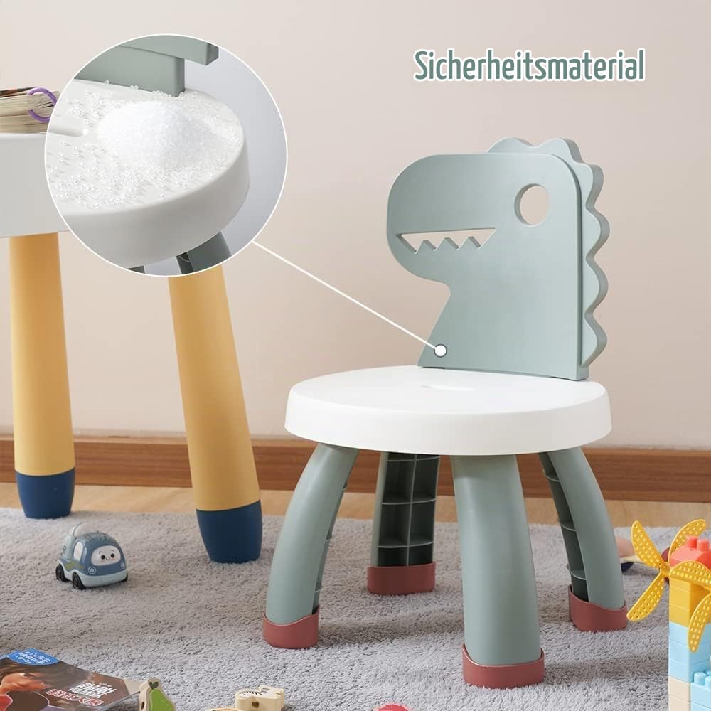 Balama Kinderstuhl aus Kunststoff, Dinosaurier, Grün, 25,3cm Sitzhöhe, für Drinnen und Draußen, BPA frei, Langlebig und Leicht