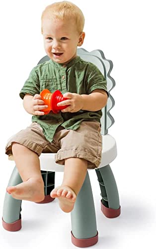 Balama Kinderstuhl aus Kunststoff, Dinosaurier, Grün, 25,3cm Sitzhöhe, für Drinnen und Draußen, BPA frei, Langlebig und Leicht