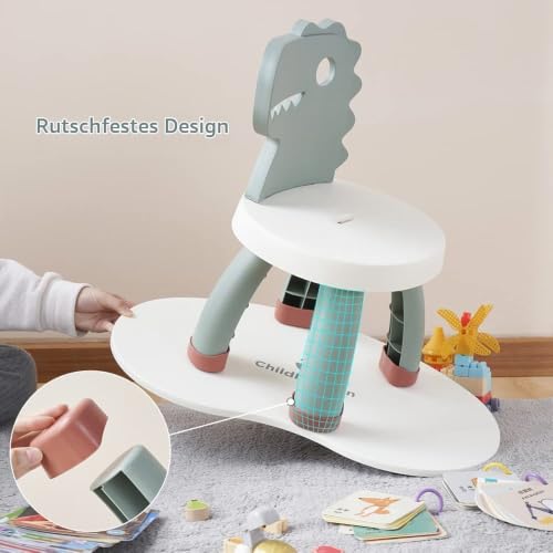 Balama Kinderstuhl aus Kunststoff, Dinosaurier, Grün, 25,3cm Sitzhöhe, für Drinnen und Draußen, BPA frei, Langlebig und Leicht