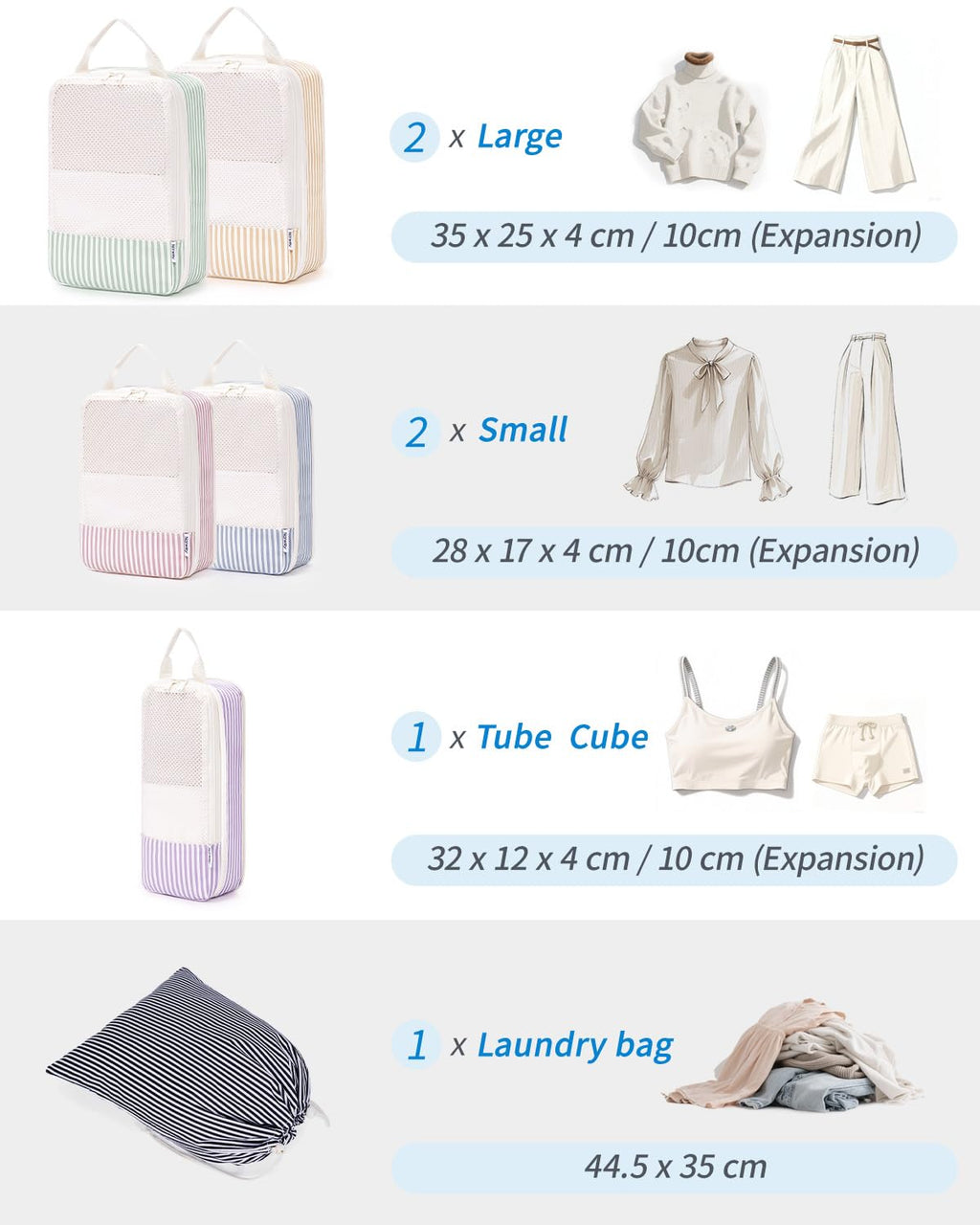 Narwey 6 Teilige Koffer Organizer Set, Compression Packing Cubes Packwürfel