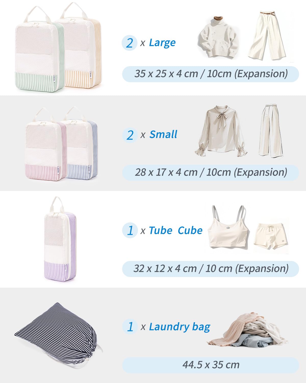 Narwey 6 Teilige Koffer Organizer Set, Compression Packing Cubes Packwürfel