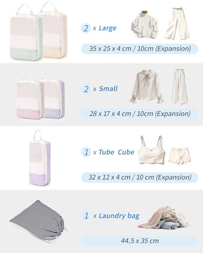 Narwey 6 Teilige Koffer Organizer Set, Compression Packing Cubes Packwürfel
