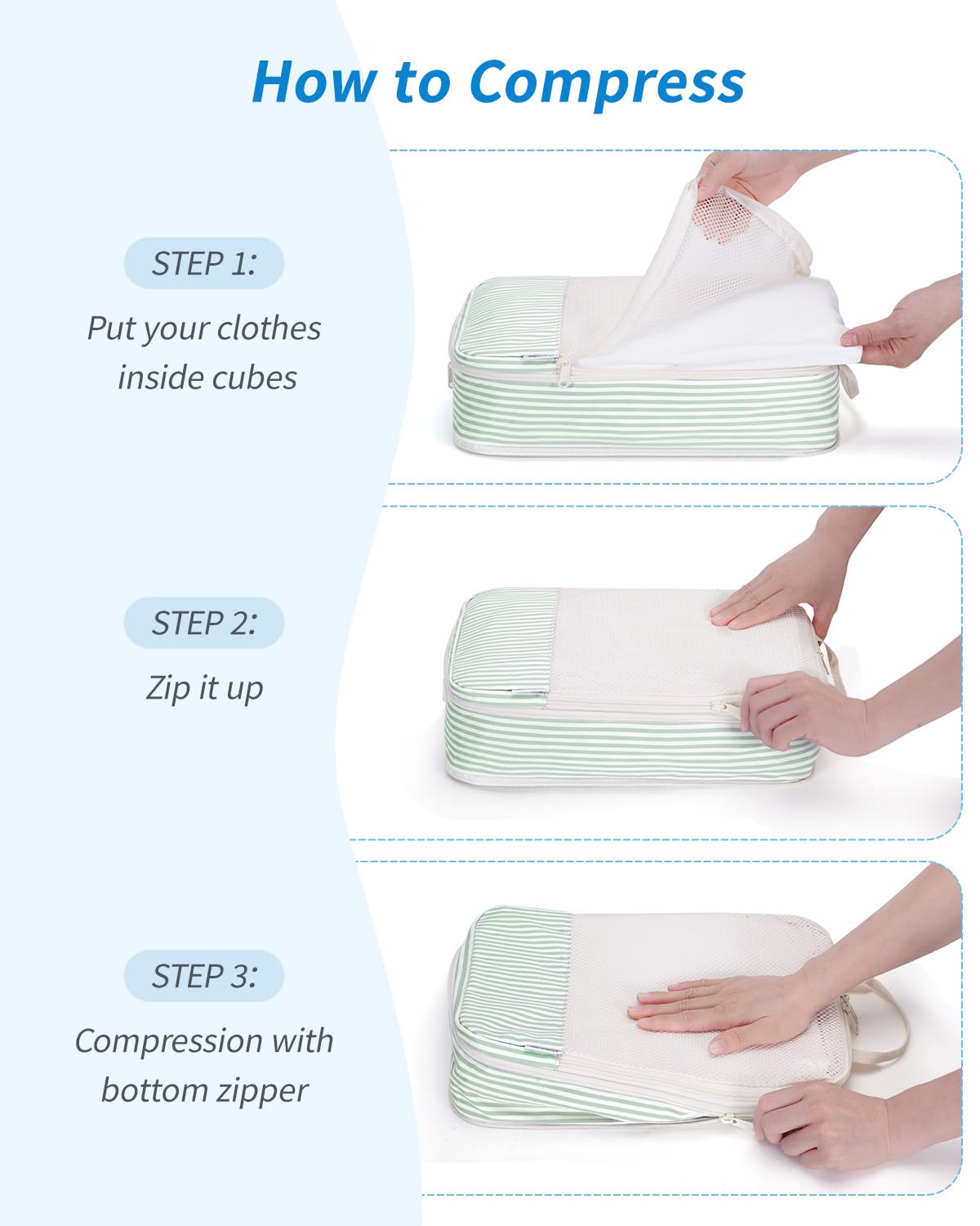 Narwey 6 Teilige Koffer Organizer Set, Compression Packing Cubes Packwürfel