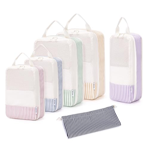 Narwey 6 Teilige Koffer Organizer Set, Compression Packing Cubes Packwürfel