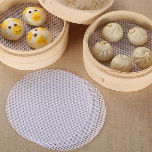 Niceminiwall 3-teilige, wiederverwendbare runde Silikon-Dampfgarer-Matten, geeignet für Haushaltskochgeschirr, einschließlich Reiskocher und Dampfgarer, mit rundem Antihaft-Mesh-Futter (16 cm)