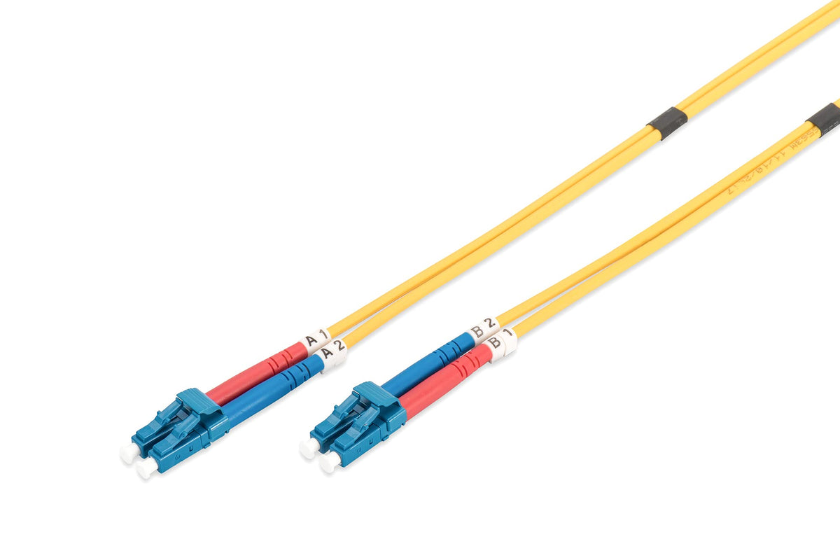 DIGITUS DK-2933-02 – Glasfaserkabel OS2 – 2 m – LC zu LC – Duplex LWL Kabel – 1/10 Gbit/s – SM Singlemode Glasfaser LAN Kabel – Fasertyp: 9/125 µ – Gelb (Yellow)