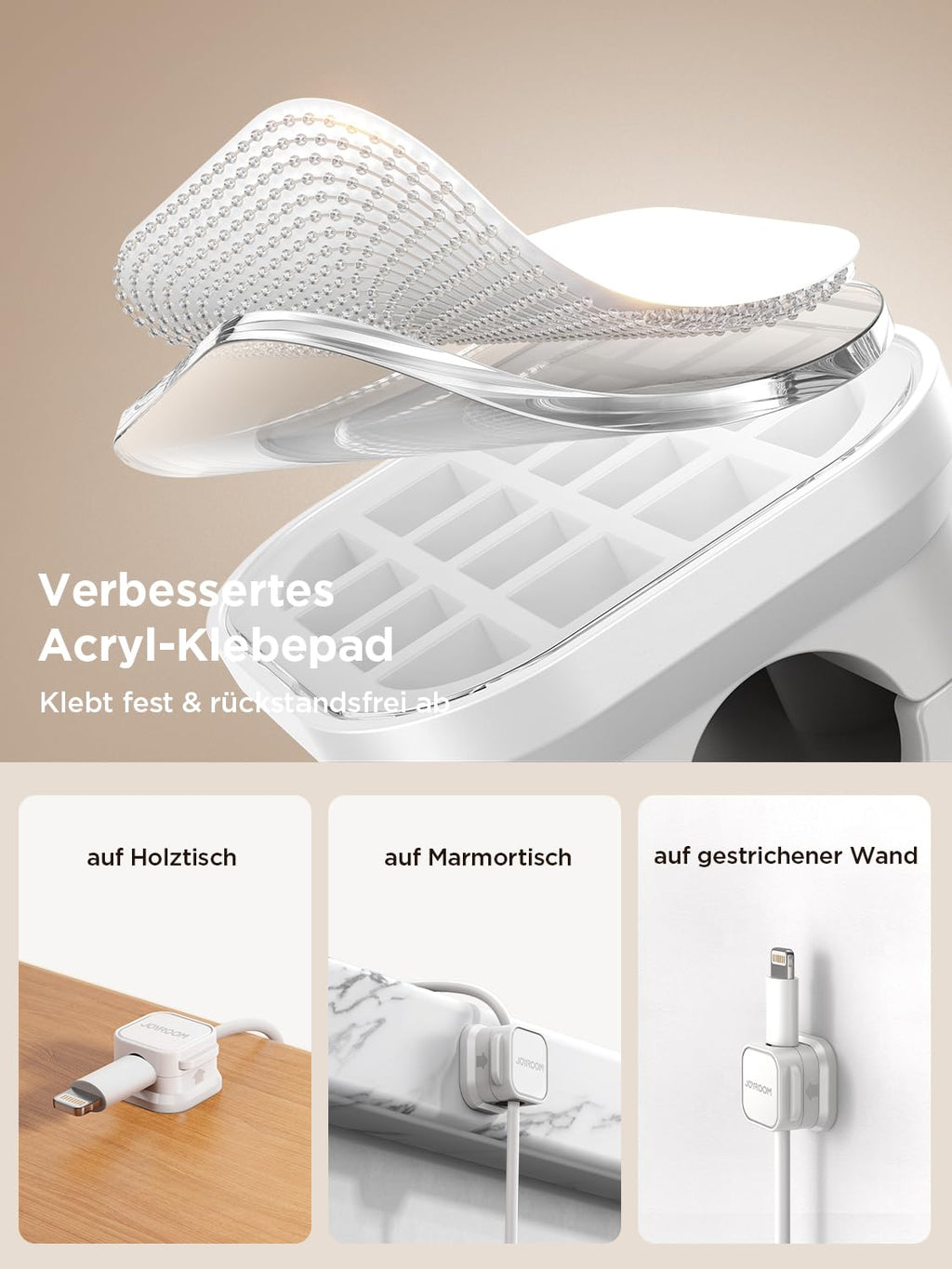 JOYROOM 6 Stück Kabelhalter Kabelclips Kabel Organizer Kabelmanagement