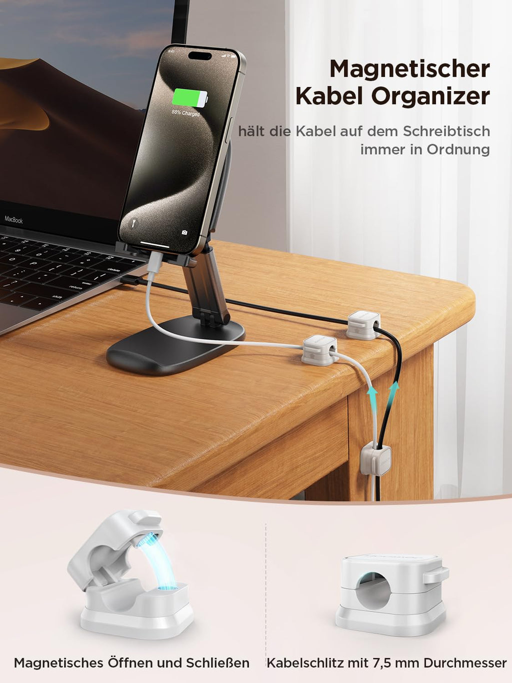JOYROOM 6 Stück Kabelhalter Kabelclips Kabel Organizer Kabelmanagement