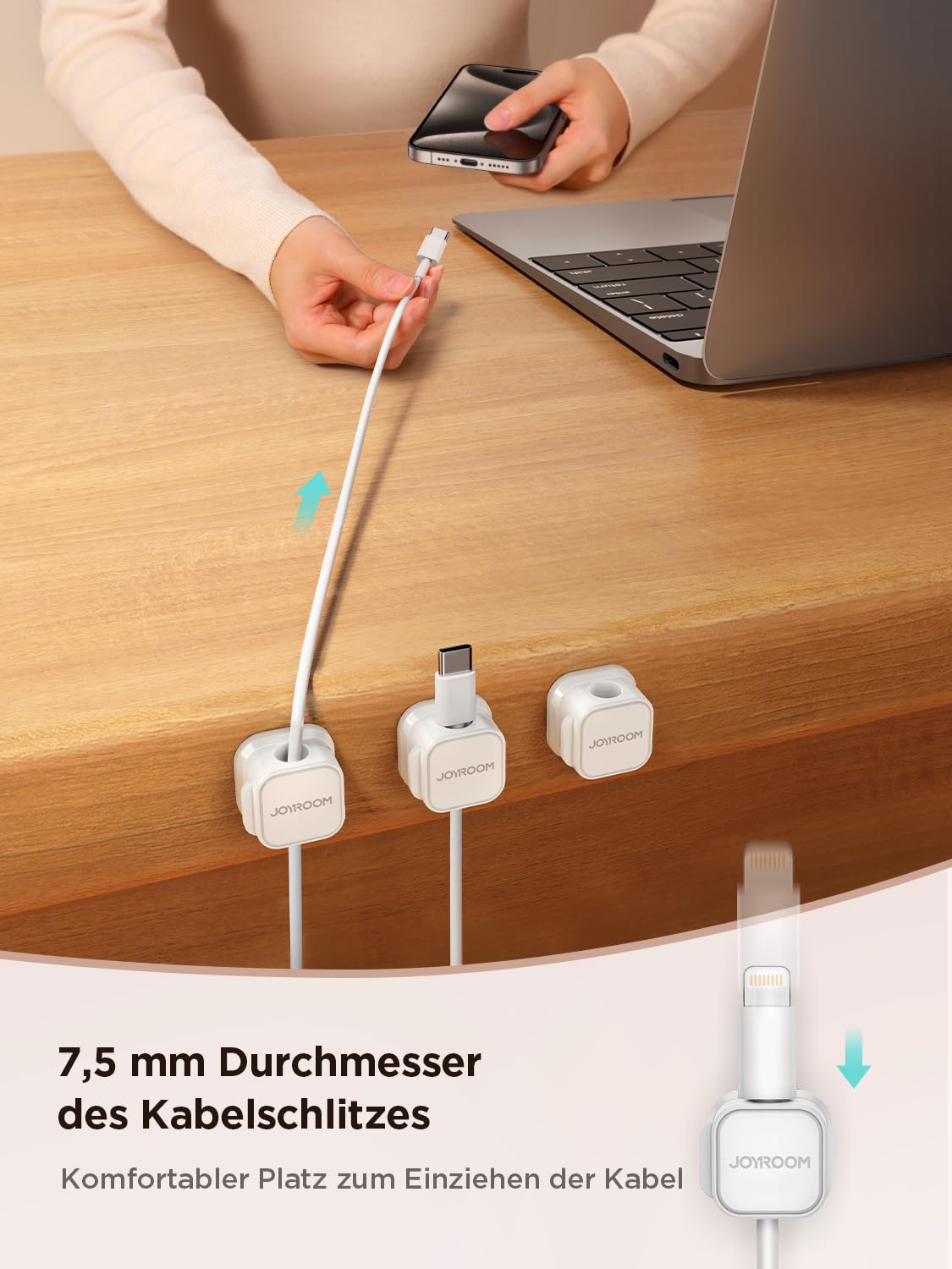JOYROOM 6 Stück Kabelhalter Kabelclips Kabel Organizer Kabelmanagement
