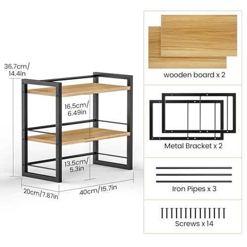 THYGIFTREE Schreibtisch Regal Organizer Aus Holz, Mini Regal Desk Shelf Aufbewahrungsregal für Schreibtisch-Bücherregal, Schreibtischregale für Schreibtischplatte und Kommode (Schwarz)