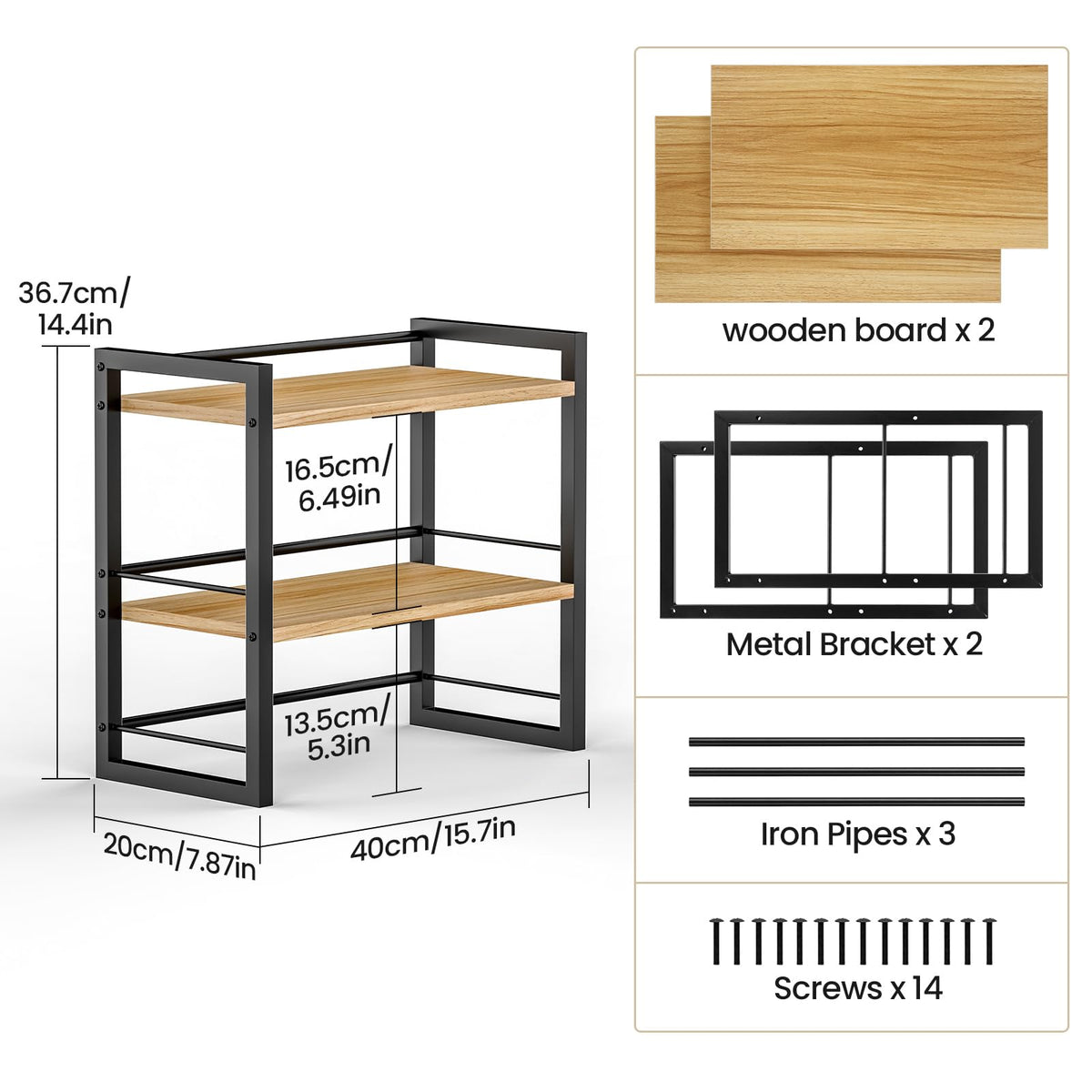 THYGIFTREE Schreibtisch Regal Organizer Aus Holz, Mini Regal Desk Shelf Aufbewahrungsregal für Schreibtisch-Bücherregal, Schreibtischregale für Schreibtischplatte und Kommode (Schwarz)
