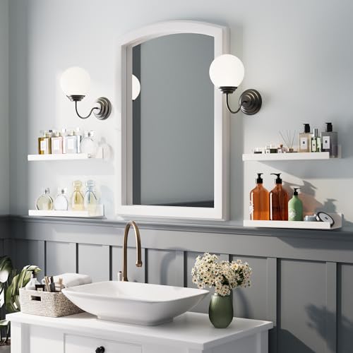 6er-Set Wandregale ohne Bohren, weiße Acryl-Schweberegale zum Kleben, 38 cm