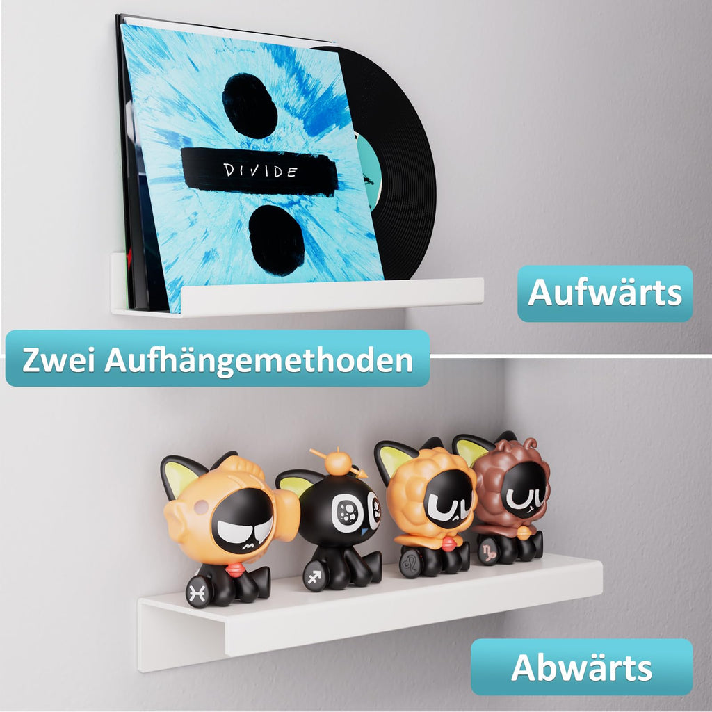 6er-Set Wandregale ohne Bohren, weiße Acryl-Schweberegale zum Kleben, 38 cm