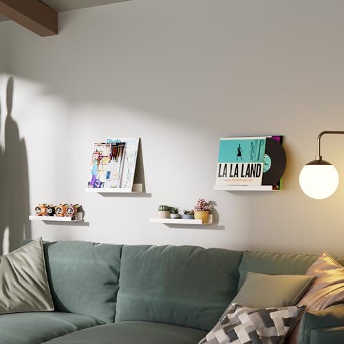 6er-Set Wandregale ohne Bohren, weiße Acryl-Schweberegale zum Kleben, 38 cm